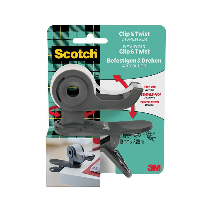 Scotch Dispensador de Cinta Adhesiva - para Cintas de hasta 19mm x 8.89m - Incluye Cinta Adhesiva - Color Gris