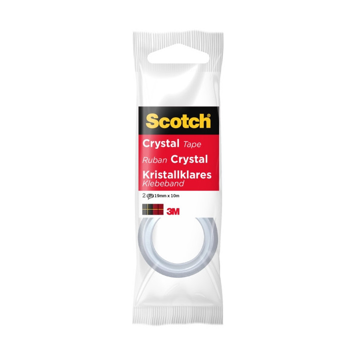 Scotch Crystal Pack de 2 Cintas Adhesivas Invisible - 19mm x 10m - Supertransparente - Color Blanco