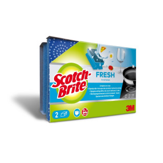 Scotch-Brite Fresh Pack de 2 Estropajos de Cocina - Proteccion para los Dedos - No Raya - Color Azul