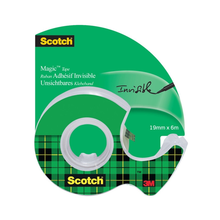 Scotch Magic Cinta Adhesiva Invisible - 19mm x 6m - Incluye Dispensador - Color Transparente
