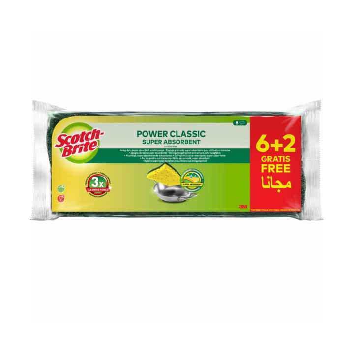 Scotch-Brite Classic Pack de 3 Estropajos de Cocina - Promocion 2 + 1 Gratis - Celulosa - Color Amarillo
