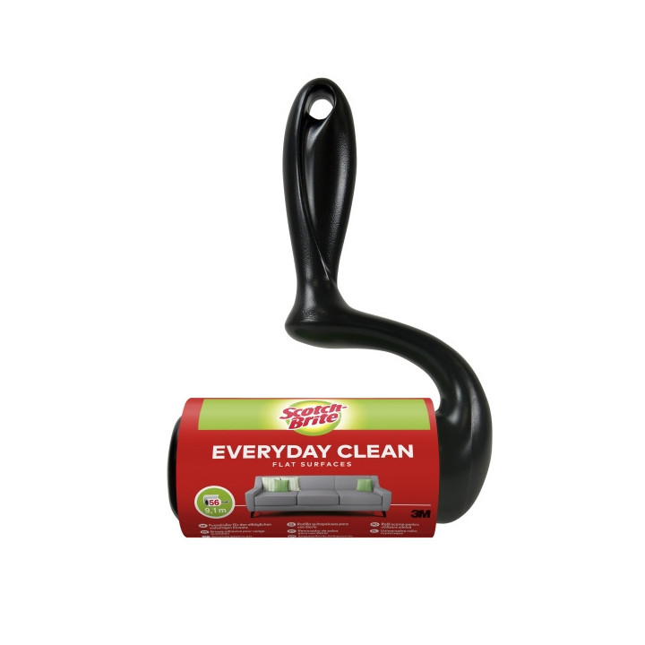Scotch-Brite Everyday Clean Rodillo Quitapelusas Adhesivo - 56 Hojas - Color Negro