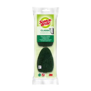 Scotch-Brite Recambios de Pack de 2 Estropajos con Mango para Tareas Dificiles - Color Verde Oscuro