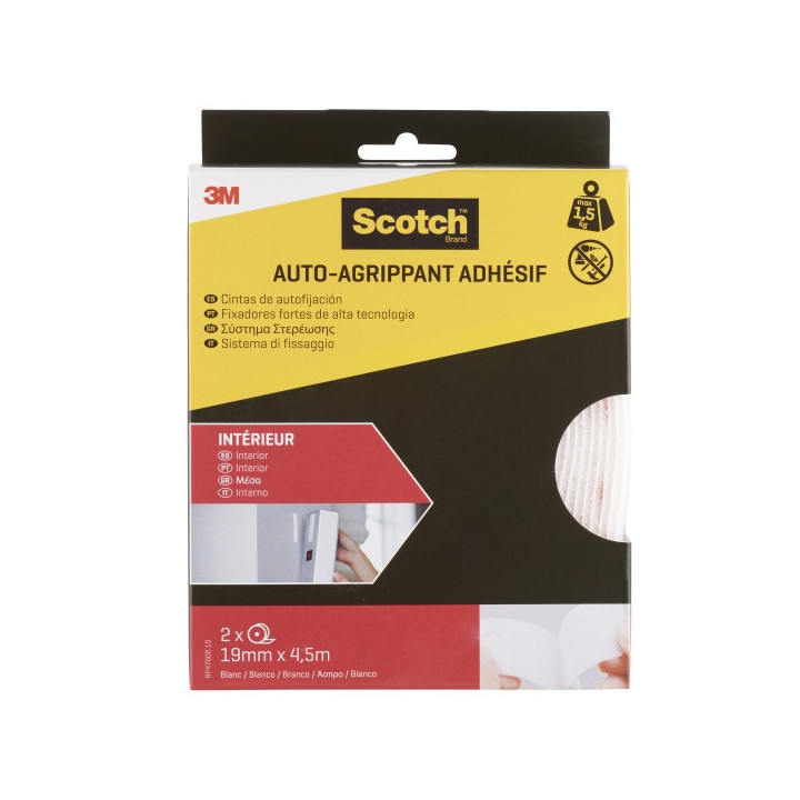 Scotch Cierres Adhesivos Reposicionables - 19mm x 4.5m - Uso en Interior - Color Blanco