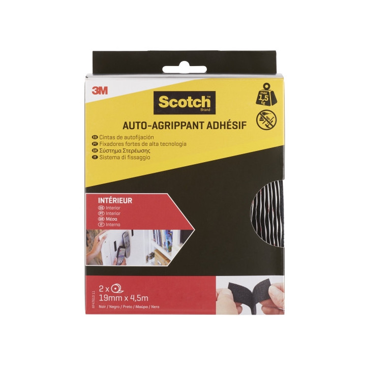 Scotch Cierres Adhesivos Reposicionables - 19mm x 4.5m - Uso en Interior - Color Negro