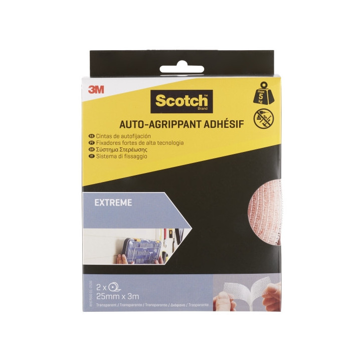 Scotch Extreme Cierres Adhesivos Reposicionables - 25mm x 3m - Color Transparente