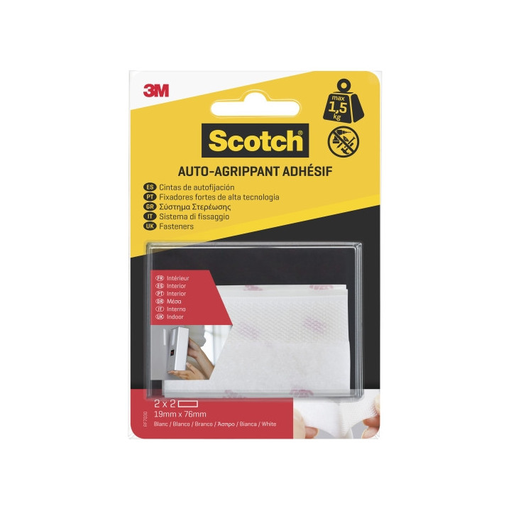 Scotch Pack de 2 Cierres Adhesivos Reposicionables - 19x76mm - Uso en Interior - Color Blanco