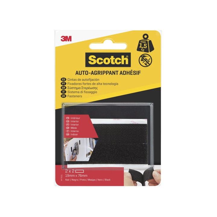 Scotch Pack de 2 Cierres Adhesivos Reposicionables - 19x76mm - Uso en Interior - Color Negro
