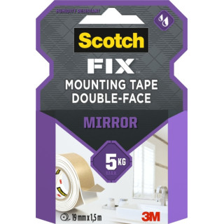Scotch-Fix Cinta de Montaje de Doble Cara para Espejos - 19mm x 1.5m - Color Blanco