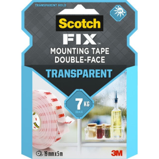Scotch-Fix Cinta de Montaje de Doble Cara Transparente - 19mm x 5m - Color Transparente