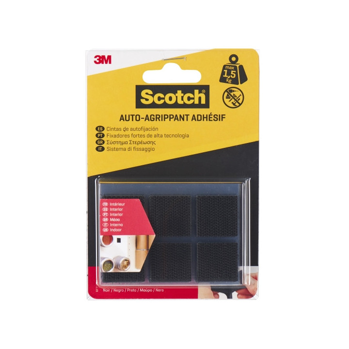 Scotch Pack de 12 Cierres Adhesivos Reposicionables - 22x22mm - Uso en Interior - Color Negro