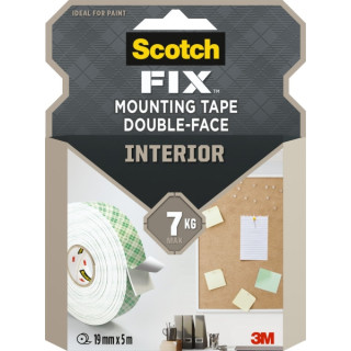 Scotch-Fix Cinta de Montaje para Interior de Doble Cara - 19mm x 5m - Color Blanco