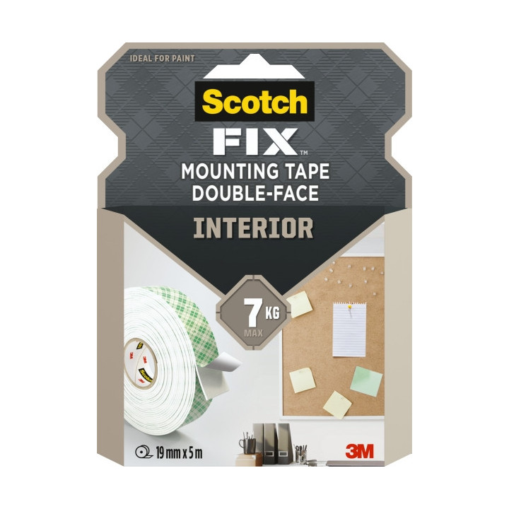 Scotch-Fix Cinta de Montaje para Interior de Doble Cara - 19mm x 5m - Color Blanco