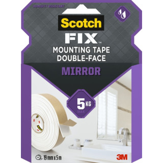 Scotch-Fix Cinta de Montaje de Doble Cara para Espejos - 19mm x 5m - Color Blanco