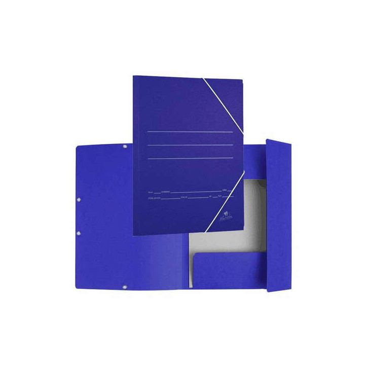 Mariola Carpeta de Carton con Solapas Folio 500gr/m2 - Medidas 34x25x1cm - Cierre con Goma Elastica - Color Azul Mate