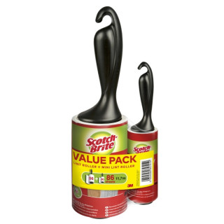 Scotch-Brite Everyday Clean Rodillo Quitapelusas Adhesivo - 56 Hojas - Incluye Rodillo Mini para Uso Diario de 30 Hojas - Color