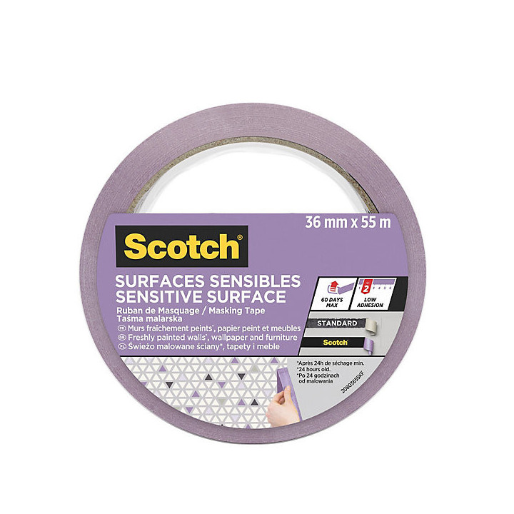 Scotch Expositor Dispensador de 32 Rollos de Cinta de Enmascarar - 36mm x 41m - Superficies Delicadas - Color Morado