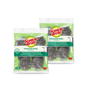 Scotch-Brite 2 Packs de 6 Estropajos de Acero Inoxidable - Color Gris Metalizado