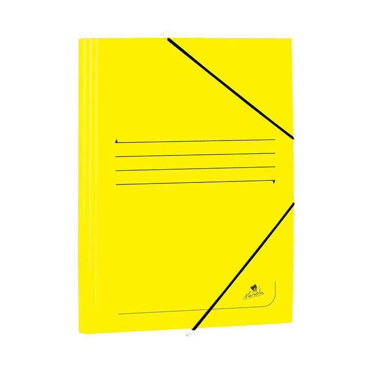 Mariola Carpeta de Carton Estucado con Solapas Folio 500gr/m2 - Medidas 34x25x1cm - Cierre con Goma Elastica - Color Amarillo