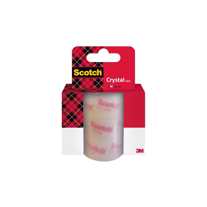 Scotch Crystal Pack de 3 Cintas Adhesivas - Recambio - 19mm x 25m - Color Transparente