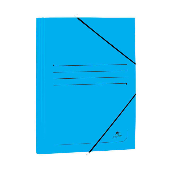 Mariola Carpeta de Carton Estucado con Solapas Folio 500gr/m2 - Medidas 34x25x1cm - Cierre con Goma Elastica - Color Azul