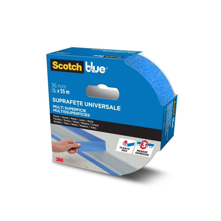 Scotchblue Cinta de Enmascarar - 36mm x 55m - 100% PEFC - Multisuperficie - Color Azul