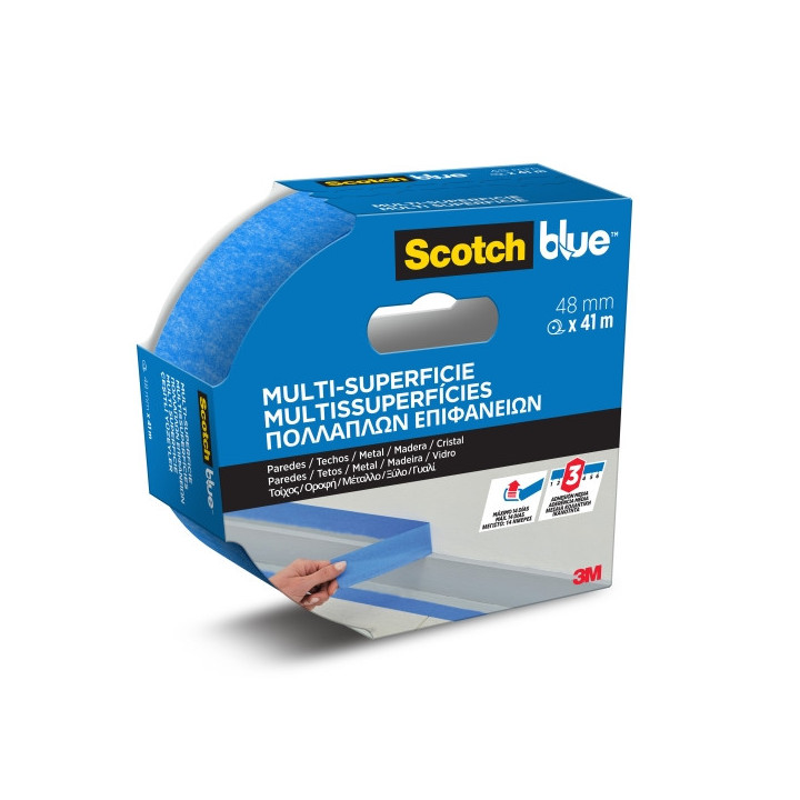Scotchblue Cinta de Enmascarar - 48mm x 41m - 100% PEFC - Multisuperficie - Color Azul