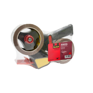 Scotch Dispensador de Precinto - Incluye 2 Rollos de 50mm x 66m - Mango de Pistola - Sellado Seguro - Color Marron