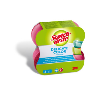 Scotch-Brite Delicate Color Pack de 2 Estropajos de Cocina - Proteccion para los Dedos - No Raya - Color Rosa