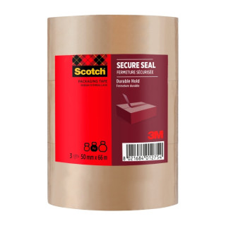 Scotch Pack de 3 Precintos de Embalaje - 50mm x 66m - Sellado Seguro - Color Marron