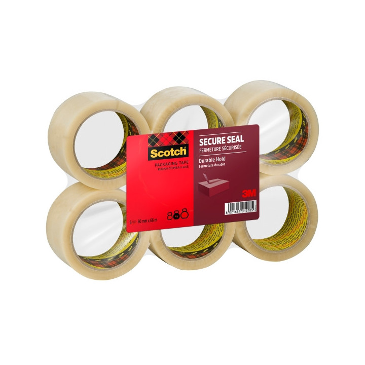 Scotch Pack de 6 Precintos de Embalaje - 50mm x 66m - Sellado Seguro - Color Transparente