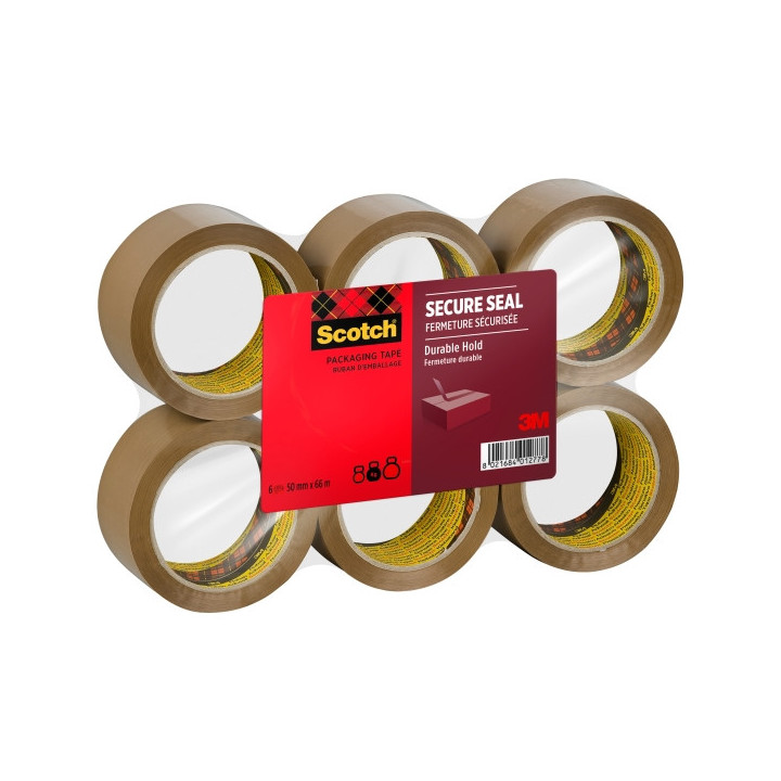 Scotch Pack de 6 Precintos de Embalaje - 50mm x 66m - Sellado Seguro - Color Marron