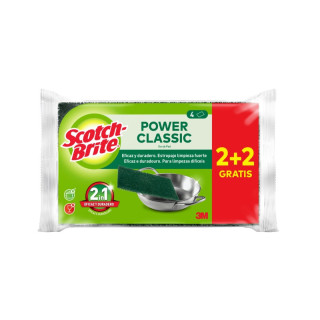 Scotch-Brite Classic Pack de 4 Estropajos de Cocina - Promocion 2 + 2 Gratis - Color Verde Oscuro