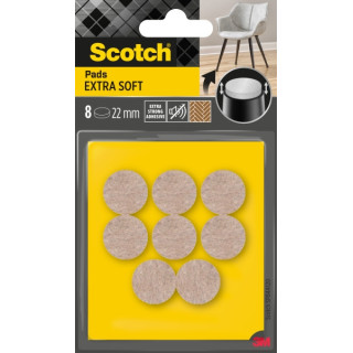 Scotch Pack de 8 Almohadillas de Fieltro Adhesivas - Extra Suaves - Diametro de 22mm - Color Beige