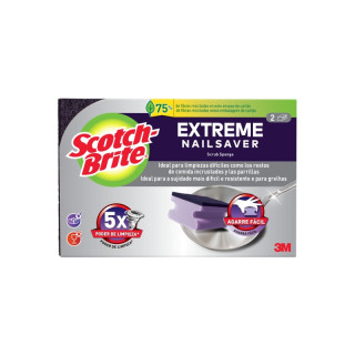 Scotch-Brite Extreme Pack de 2 Estropajos de Cocina - Proteccion para los Dedos - Color Morado