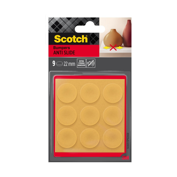 Scotch Pack de 9 Almohadillas Adhesivas Antideslizantes - Diametro de 22mm - Color Transparente