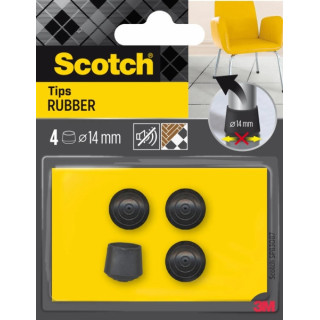 Scotch Pack de 4 Conteras de Goma - Diametro de 14mm - Color Negro