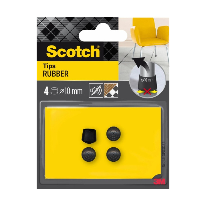 Scotch Pack de 4 Conteras de Goma - Diametro de 10mm - Color Negro