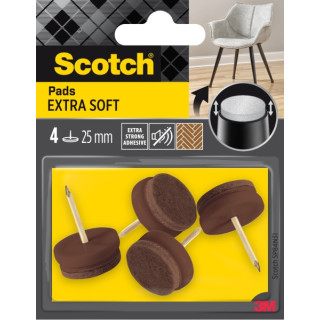 Scotch Pack de 4 Almohadillas de Fieltro con Clavo - Extrasuaves - Diametro de 25mm - Color Marron