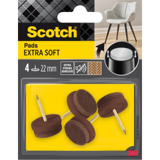 Scotch Pack de 4 Almohadillas de Fieltro con Clavo - Extrasuaves - Diametro de 22mm - Color Marron