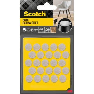 Scotch Pack de 25 Almohadillas de Fieltro Adhesivas - Extra Suaves - Diametro de 13mm - Color Beige