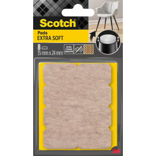 Scotch Pack de 8 Almohadillas de Fieltro Adhesivas - Extra Suaves - 35  x 24mm - Color Beige