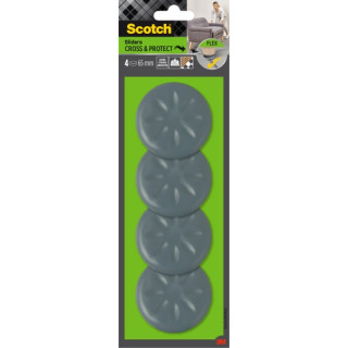 Scotch Move and Protect Flex Pack de 4 Patines Deslizantes Adhesivos - Diametro de 65mm - Soporta hasta 500kg - Color Gris