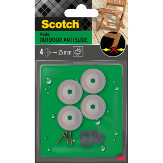 Scotch Pack de 4 Almohadillas Antideslizantes para Artornillar - Uso en Exterior - 25mm - Color Transparente
