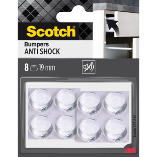 Scotch Pack de 8 Topes Adhesivos para Muebles - Antichoque - Diametro de 19mm - Color Transparente