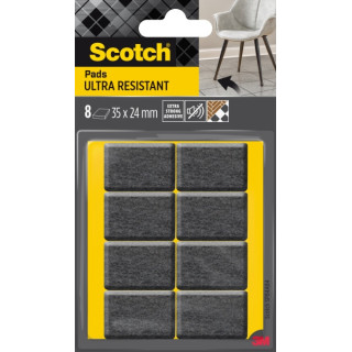 Scotch Pack de 8 Almohadillas de Fieltro Adhesivas - Ultra Resistentes - 35x24mm - Paquete de 8 - Color Blanco/Gris