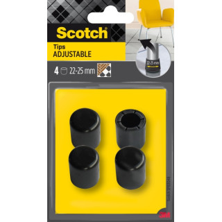 Scotch Pack de 4 Conteras Ajustables - Diametro de 22-25mm - Color Negro