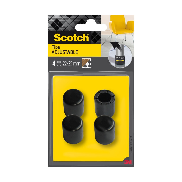 Scotch Pack de 4 Conteras Ajustables - Diametro de 22-25mm - Color Negro