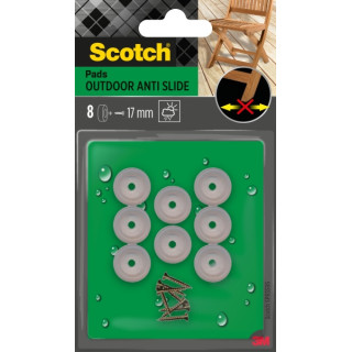 Scotch Pack de 8 Almohadillas Antideslizantes para Artornillar - Diametro 17mm - Uso en Exterior - Color Transparente