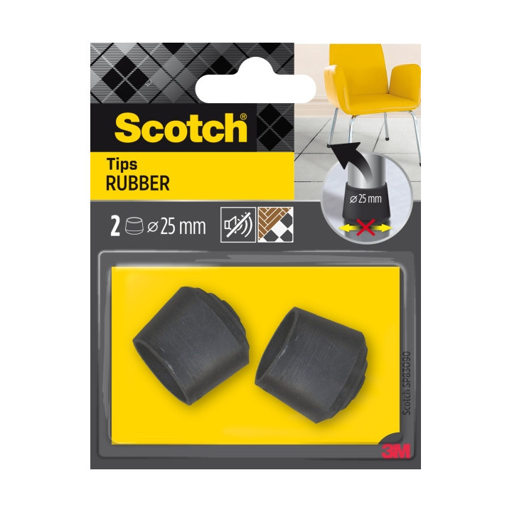 Scotch Pack de 2 Conteras de Goma - Diametro de 25mm - Color Negro